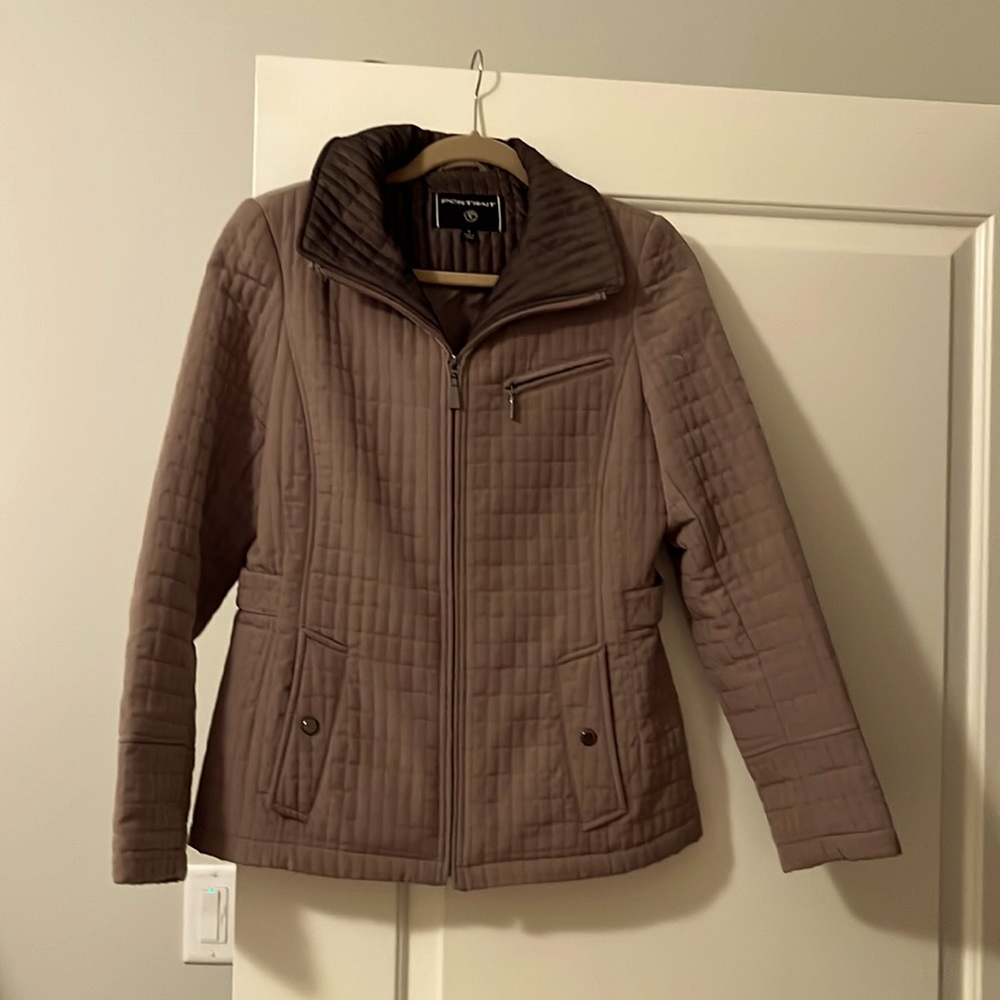 Portrait dark camel quilted jacket